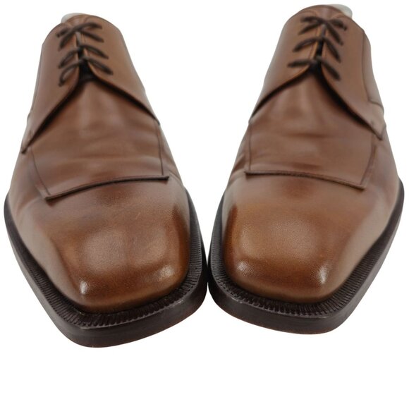 Magnanni Spain Dress Shoes Men's Size 8 Brown Leather Apron-toe Derby Oxfords 41 - Picture 9 of 13